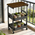 Generic 3 Multi-Purpose Tier Rolling Cart with Walnut Table Top, Metal Utility Storage Cart with Lockable Wheels