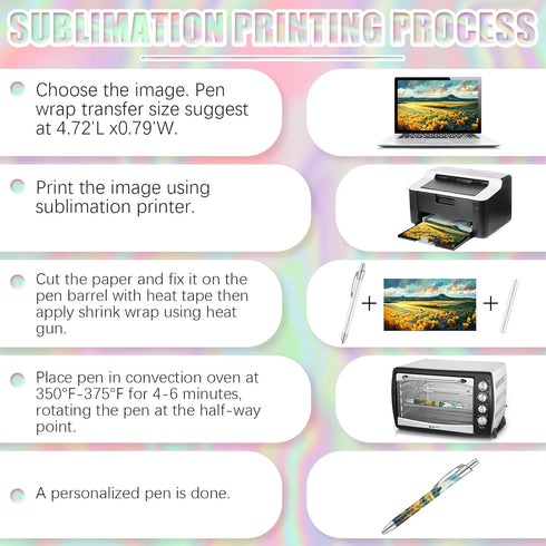Yexiya 120 Pcs Sublimation Pen Kit with Resealable Pouch Bag and Holographic Thank You Card for School Stationery Supply