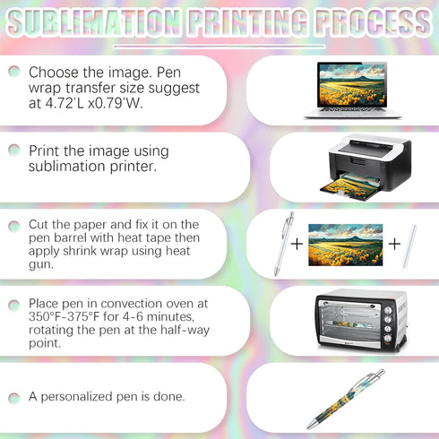 60 Yexiya Pcs Sublimation Pen Blank Kit Heat Transfer Ballpoint Pen with Shrink Wrap Pouch Bag Holographic Thank You