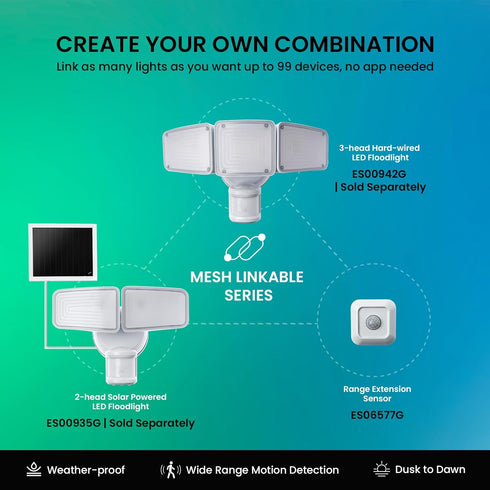 Home Zone Security Linkable Flood Light Sensor, Extends Range of ES00942G & ES00935G Models, 327 Range, Battery Powered
