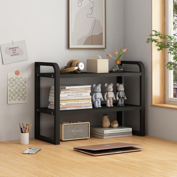 Office Desk Shelf Organizer, Wood Desktop Bookshelf Supplies Storage Rack, Shelf for