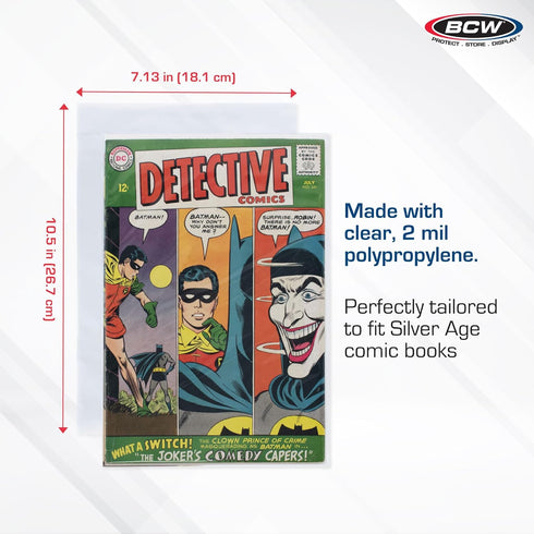 BCW Silver Age Comic Bags, Archival Quality Acid-Free Protection for Comic Books, 500 Pack