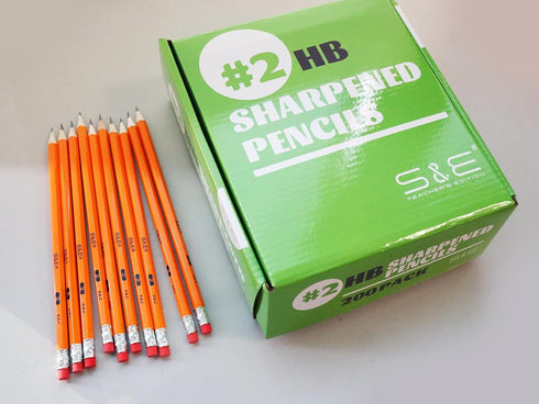 S & E TEACHER'S EDITION Woodcased #2 Pencils, Pre-sharpened, 2 HB Lead Bulk Box Pencil, Pencils No. 2, Yellow Pencils with Erasers, 200 Pcs by S & E TEACHER'S EDITION