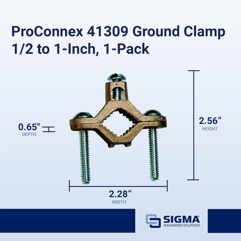 SIGMA ENGINEERED SOLUTIONS ProConnex 41309 Ground Clamp, 1/2" - 1"