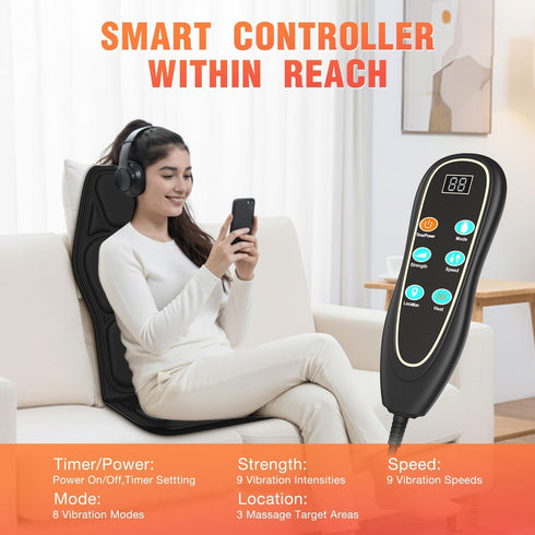 KNONNETD Heated Seat Cushion for Office Chair - Heating Pad for Back, Lumbar, Hip, Thigh with Vibration Massager