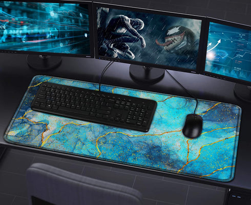 Large Gaming Mouse Pad with Stitched Edges - (31.5X15.7In) Durable Non-Slip Natural Rubber Base, Waterproof Computer