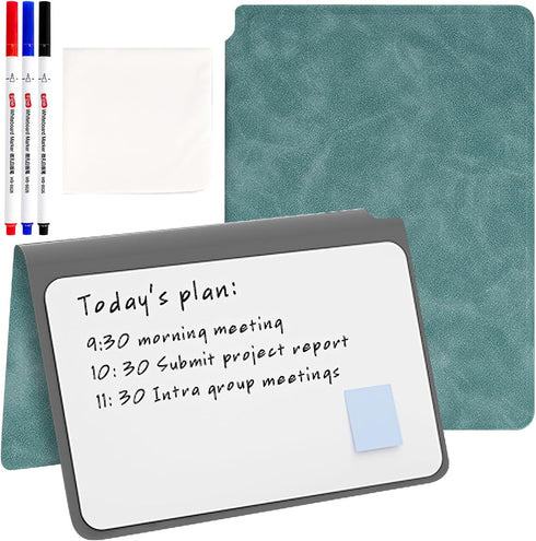 SAYEEC Portable Whiteboard Notebook, Dry Erase Board with 3 Colors Fineliner Pens and Blue PU Cover