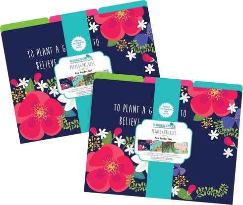 Barker Creek Petals & Prickles Designer File Folders, Set of 24, Colorful Flowers and Succulents, Letter-Size