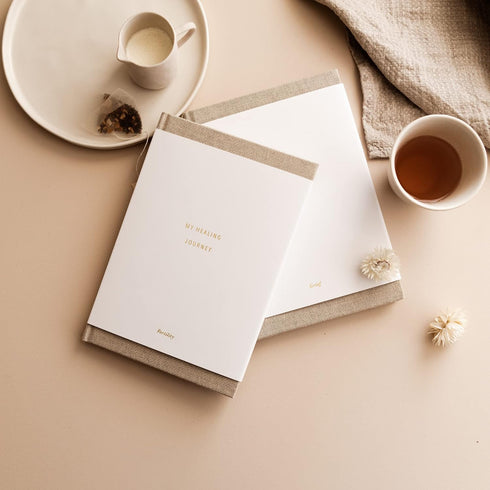 Promptly Journals, My Fertility Journal: A Healing Journey (Wheat Brown, Linen) | Infertility Journal | Grief Journal