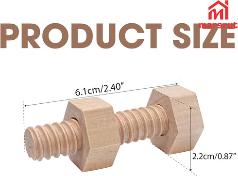 3Pcs Set Wooden Screw Bolts and Nuts Toys for Kids, Preschoolers, Child, Montessori Building Tool - Sorting, Stacking