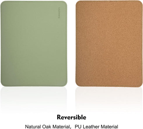 Leather Mouse Pad, Wood Mouse Pad, Double Side Stitched Edges, Equipped with Coaster Mouse Pads for Laptop, Office &