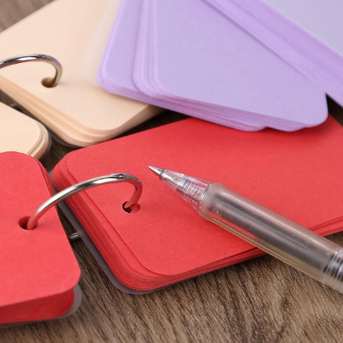 Koogel 600PCS Index Cards with Rings and Covers, 3.5 x 2.2 Inch Blank Index Cards in 12 Colors