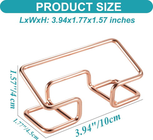 Business Card Holder for Desk, Modern Business Card Organizer, 2 Pack Rose Gold Display for Women