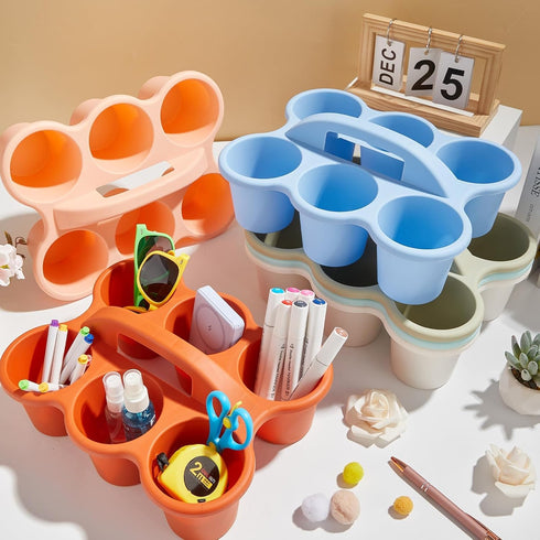 6 Pack 6 party greeting Classroom Caddy with Handle Plastic Storage Table Caddy Organizer with Compartments Morandi Cup