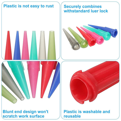 PATIKIL 20G Blunt Tip Tapered Dispensing Needle, 50 Pcs Plastic Blunt End Liquid Dispenser Fill Needle, Pink