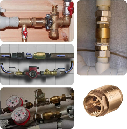 Brass One Way Check Valve 1/2 inch Backflow Preventer for Plumbing and Industrial Applications