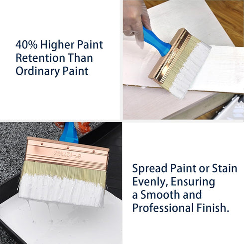 Heavy Duty Professional Stain Brush 3 Pack (4,5,6 inch) - Double Thick 1.18 inch Paint Brushes for Walls, Fence