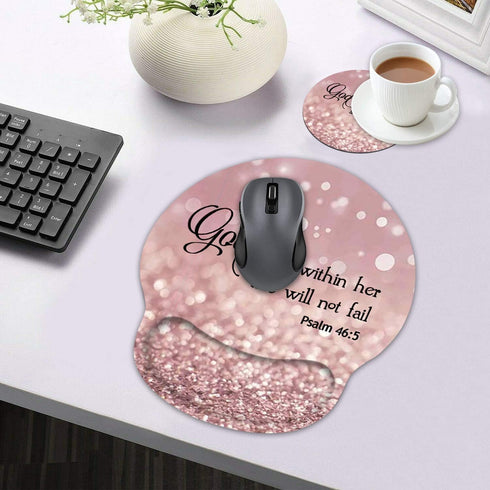 Ergonomic Mouse Pad with Wrist Support - Cute Non-Slip Coffee Coaster for Home Office, Christian Quote
