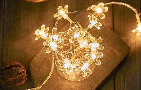 WFGGEH 10ft 20 WLD0006 Flower String Lights, LED USB Powered Cherry Blossom Fairy String Lights for Party Birthday