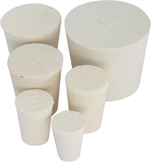 White Tapered Solid Rubber Stopper, Size 3# 0.9x0.7x1inch / 23x17x26mm, 10 per Package