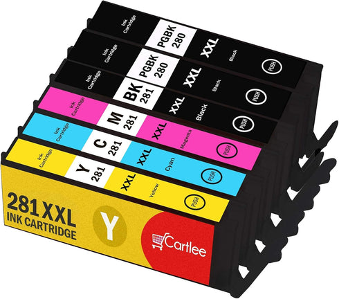Cartlee 6 Compatible Ink Cartridge Replacement for Canon PGI-280XXL CLI-281XXL for Pixma TS8100 (5 Pack)