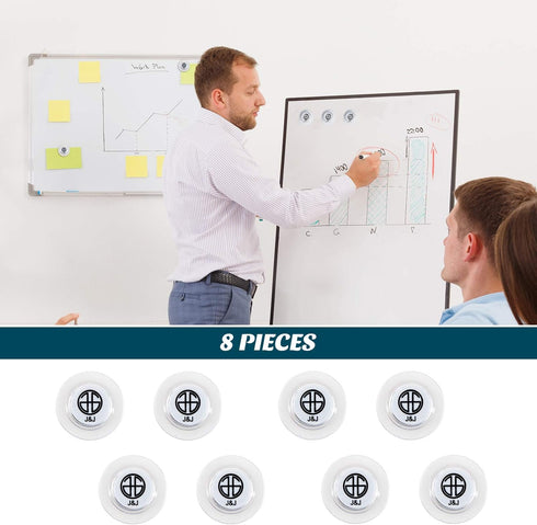 J&J Worldwide Strong Round Magnets for Whiteboard, 8 Pack - Glass Magnetic Dry Erase Whiteboards, Office, Home