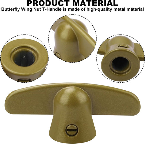 3/8" Tee Handle Casement Operator, T-Crank Window Handle, Butterfly Wing Nut T-Handle for Pella Window, 2 Pack