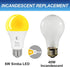 Bulb 6W 40W (2 Pack), A19 E26 Simba Lighting Bug Non-Attracting Yellow LED Equivalent Great for Outdoor Porch Light