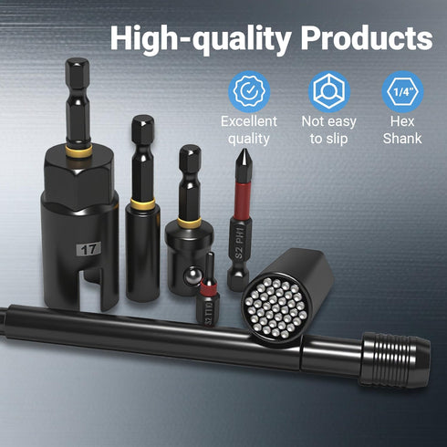 RDTRDT 80-Piece Set, Set, 1/4'' Magnetic Impact Nut Driver SAE/Metric Nut Driver Socket Adapters, Wing Nut Driver, Bit