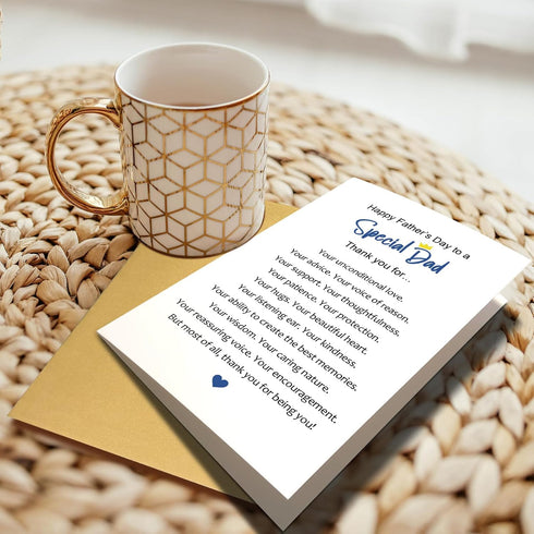 Chenive Happy Father's Day Card for Special Dad, Father's Day Thank You Card from Son Daughter, Thankful Fathers Day