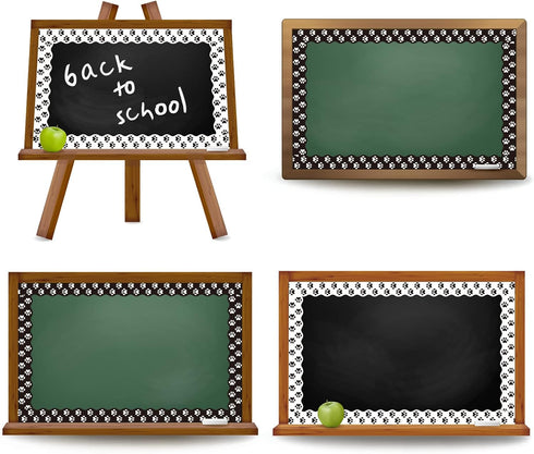 Whaline 69Ft Dog Paw Bulletin Board Border, White Black Pet Paw Decoration Borders for School Classroom Office