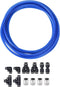 uxcell Pneumatic 6mm OD PU Air Hose Tubing Kit, 5 Meters Blue with 12 Pcs Black Push to Connect Fittings