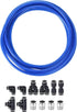 uxcell Pneumatic 6mm OD PU Air Hose Tubing Kit, 5 Meters Blue with 12 Pcs Black Push to Connect Fittings