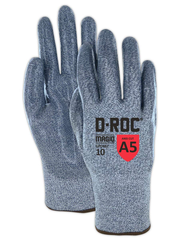 MAGID Heat-Resistant Work Gloves, Size 8/M, ANSI Cut Level A5, Silicone Coated for Glass Handling