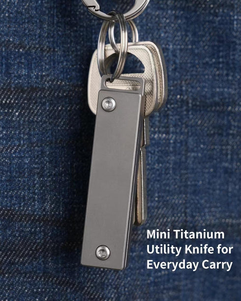 TKK1 Mini Titanium Pocket Knife, EDC Utility Knife with Key Ring, Lockable Folding Knife with D2 Steel Blade