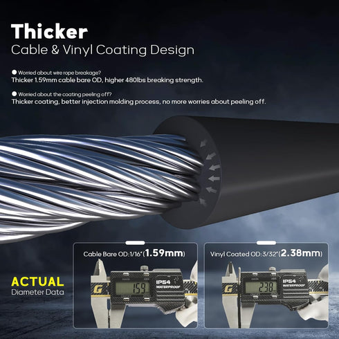 KALLSDY 1/16 Inch 3/32 Inch, 200FT 304 60 Vinyl Coated Wire Rope Overmolded to Stainless Steel Cable with Pcs Crimping