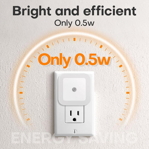 Amligy 0.5W Pack 6 Night Light, Daylight White LED Plug-in Night Light with Dusk to Dawn Sensor, of - Designed for Kids