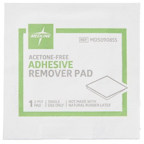 Medline 2-Ply Adhesive Remover Pads, Acetone-Free, Box of 100