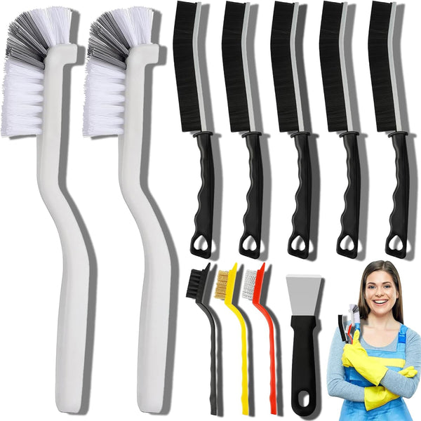 11Pcs Hard Bristle Crevice Cleaning Brush Set for Sink, Cup, Teapot, Bottle, Blender, and Corner