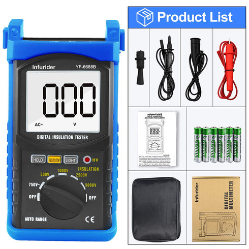YF-6688B Digital Insulation Resistance Tester MegOhmmeter, Test Voltage 5000V, Insulation Resistance 200G Ohms