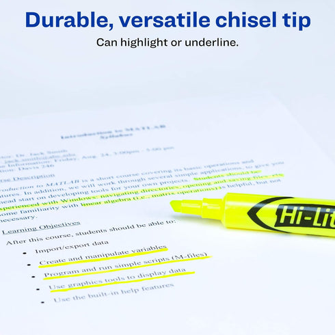 AVERY Hi-Liter Desk-Style Highlighters, 2 Yellow Highlighters, Smear Safe Ink, Chisel Tip (24081)