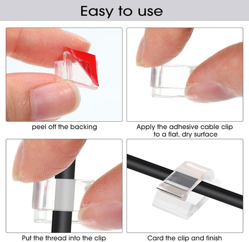 Hicarer 100 Pcs Christmas Light Clips Adhesive Hooks for Outdoor String Cable Wire Clips Adhesive Wire Management Cord
