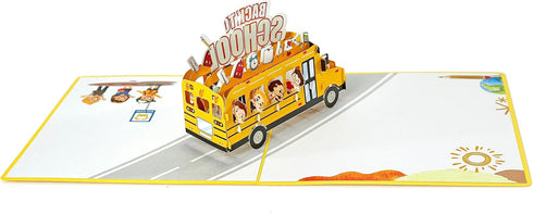 CUTPOPUP Back to School Card Pop Up, Handmade 3D Bus Birthday Greeting Card (School Bus)