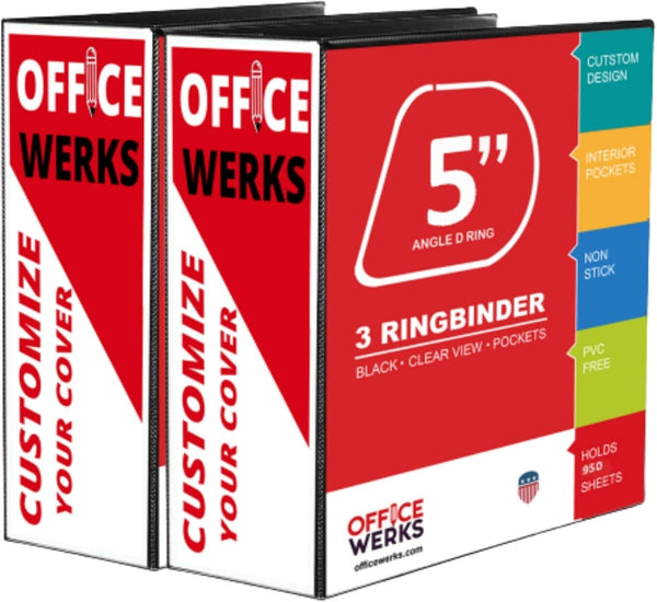 Performore 3 Ring Binder, Professional D Ring Binder 5 Inch, Presentation Folder for 8.5 x 11 Pages (2 Pack)