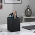 KINGFOM PU Leather Square Pens Pencils Holder - Desktop Organizer Case (Black)