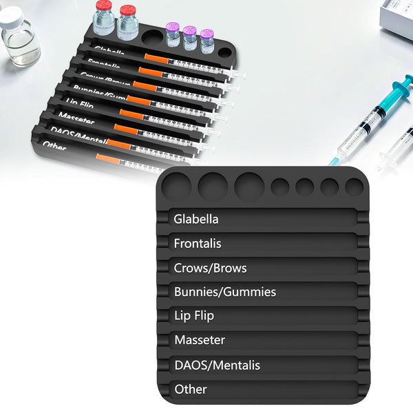 BQDQYBS Aesthetic Practitioner Syringe Tray with 8 Slots Label, Vial Holder/Syringe Tray Combination