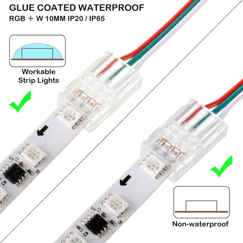 20 Pieces 3 Pin LED Light Connectors, Strip to Wire Quick Connector for 5050 LED RGB Strip Light