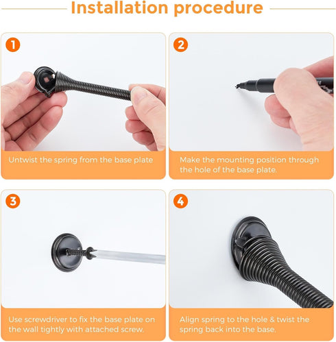 Ravinte Door Stoppers, 18 Pack Black Spring Door Stops with Rubber Bumper for Bottom of Door