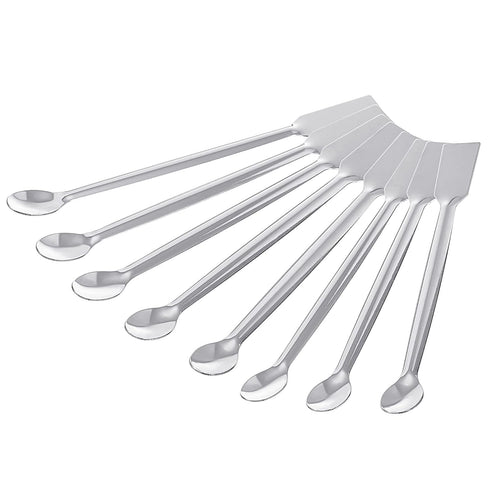 MECCANIXITY Micro Lab Spoons Mixing Spatula, 5.91" Silver Stainless Steel Pack of 8