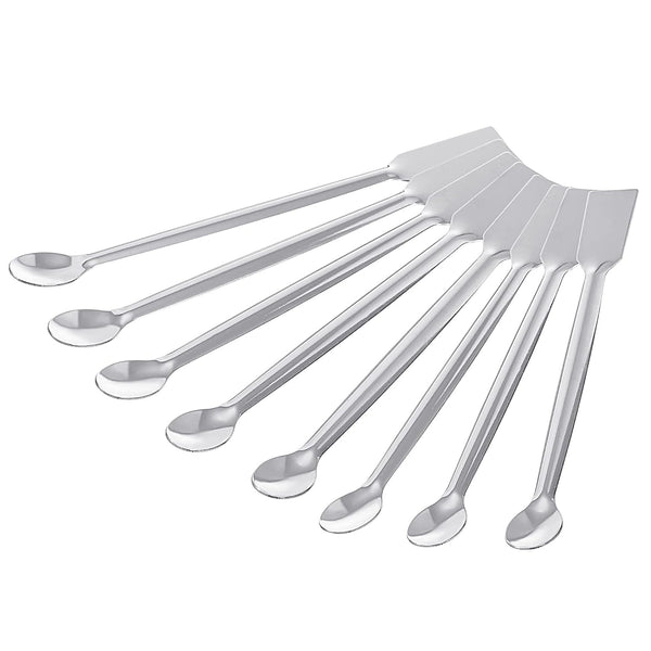 MECCANIXITY Micro Lab Spoons Mixing Spatula, 5.91" Silver Stainless Steel Pack of 8